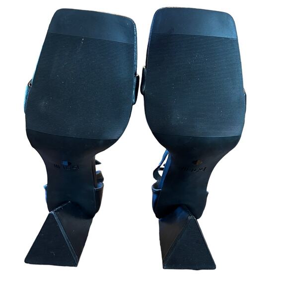 Bar III Appel Square Toe Angular Heels Black Ankle Straps  NEW Size 10 - Picture 9 of 10